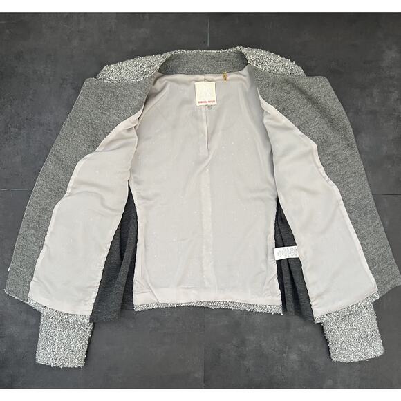 Rebecca Taylor Tweed Textured Moto Zip Up Jacket Women’s Size 10 - Picture 2 of 9